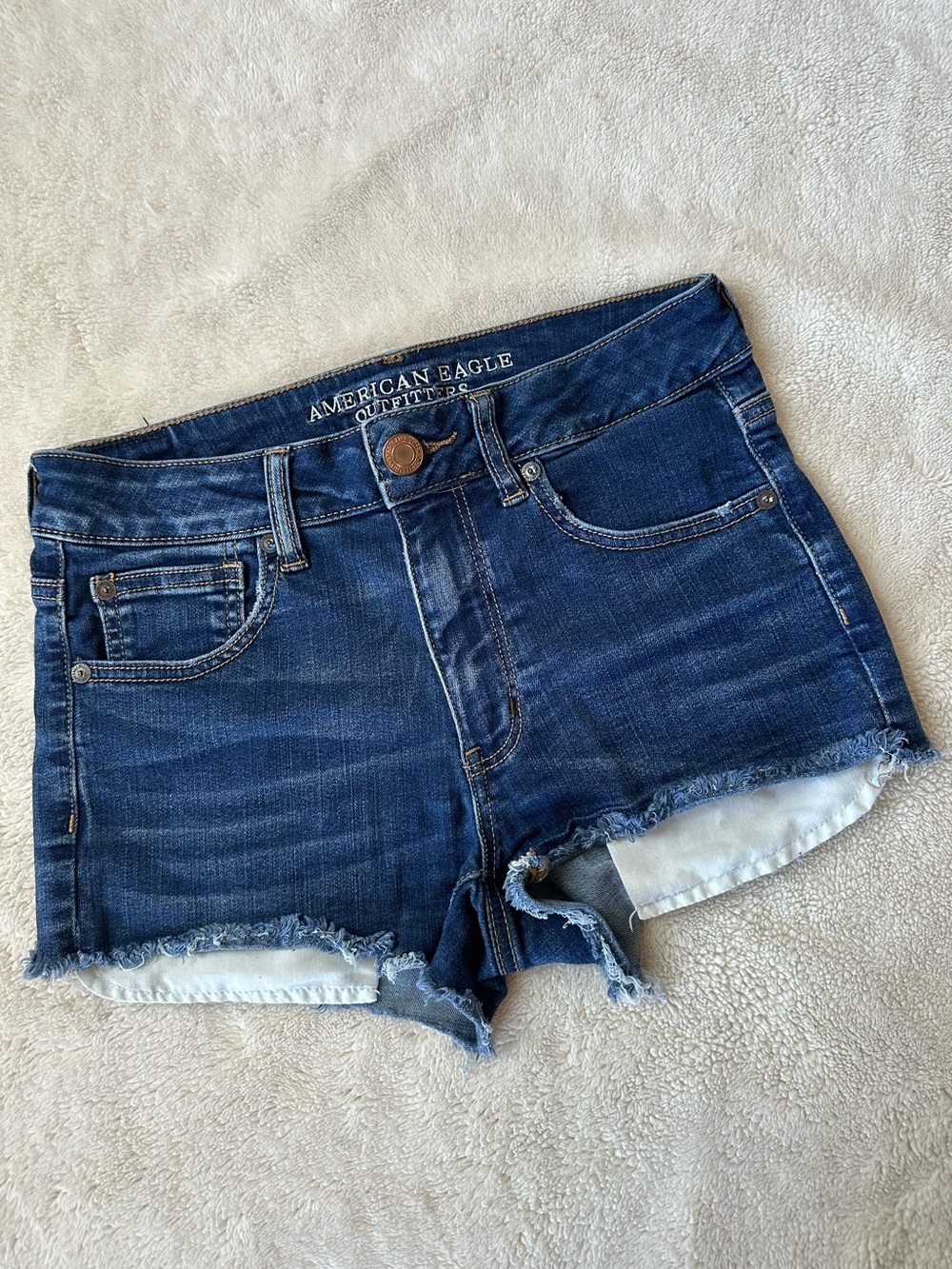 American Eagle Outfitters Indigo Denim Frayed Hem Shorts